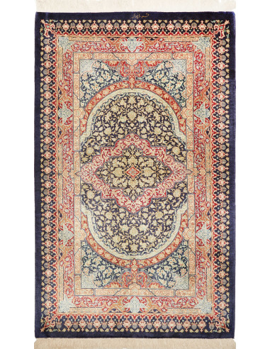 Ghom Seta Persia argento e grigio ardesia scuro 77x123