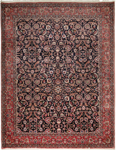 Bidjar Con Seta Persia grigio ardesia scuro e rosso indiano 305x399