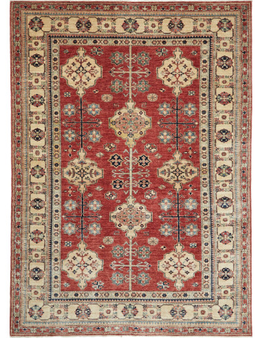 Kazak Fine Pakistan marrone rosato e marrone sella 166x242