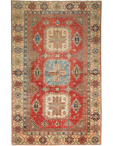 Kazak Fine Pakistan marrone rosato e grigio ardesia scuro 155x246
