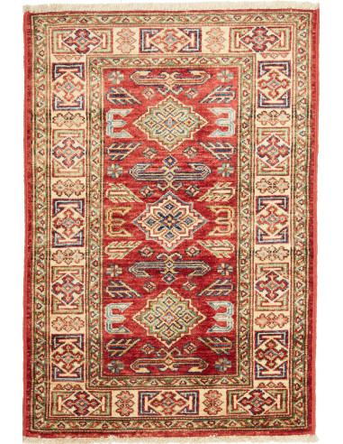 Kazak Fine Pakistan rosso indiano e grigio ardesia scuro 66x96