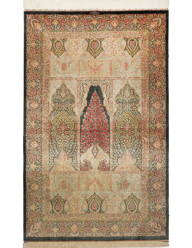 Ghom Seta Persia marrone rosato e grigio ardesia scuro 101x156
