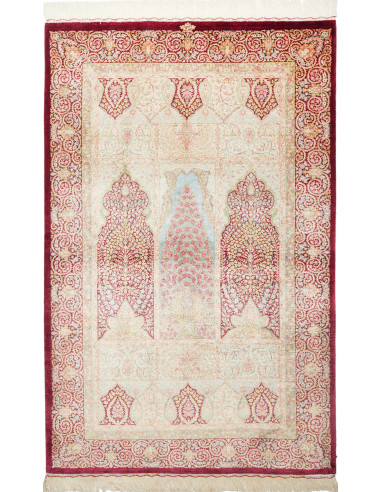 Ghom Seta Persia grigio chiaro e grigio chiaro 103x157