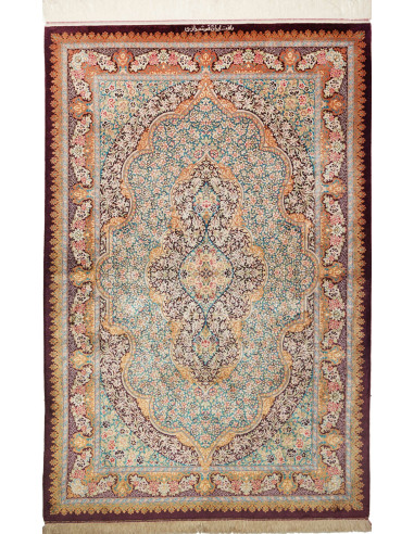 Ghom Seta Persia marrone rosato e gainsboro 102x153