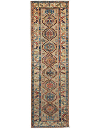 Kazak Fine Pakistan grigio e marrone rosato 75x252