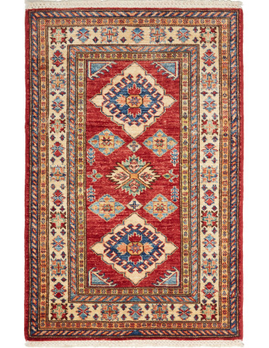 Kazak Fine Pakistan rosso indiano e grigio ardesia scuro 76x122