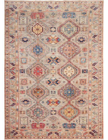 Kazak Fine Pakistan marrone rosato e grigio ardesia scuro 166x233