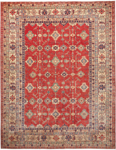 Kazak Fine Pakistan rosso indiano e grigio ardesia scuro 273x349
