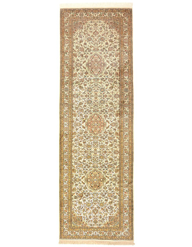 Kashmir Seta 18/18 India abbronzatura e verde oliva scuro 78x272