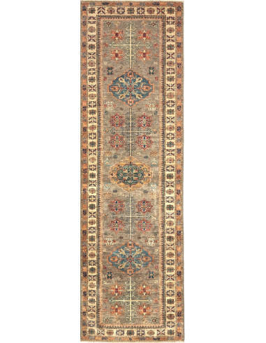 Kazak Fine Pakistan marrone rosato e grigio 79x254