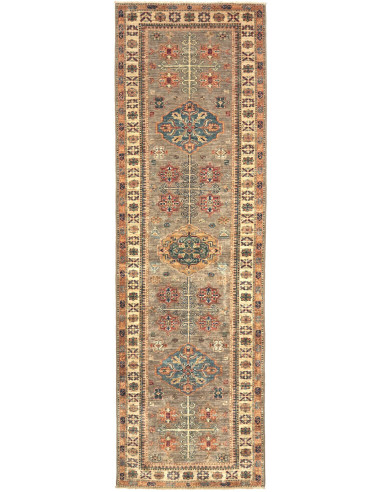 Kazak Fine Pakistan marrone rosato e grigio 77x256