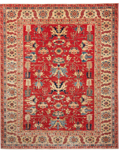 Kazak Fine Pakistan rosso indiano e grigio ardesia scuro 251x303