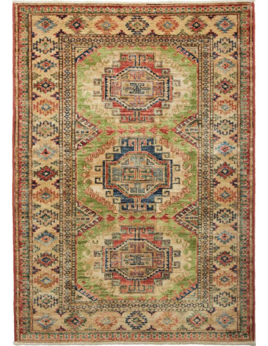 Kazak Fine Pakistan grigio e verde oliva scuro 83x115