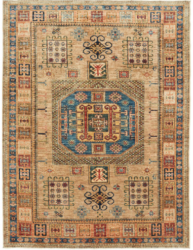 Kazak Fine Pakistan marrone rosato e grigio ardesia scuro 154x197
