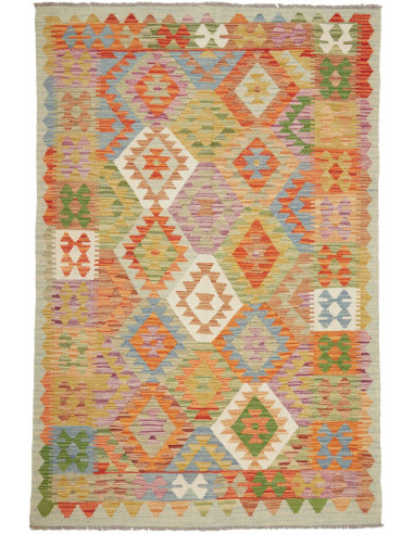 Kilim Pakistan marrone rosato e terra di siena 122x188