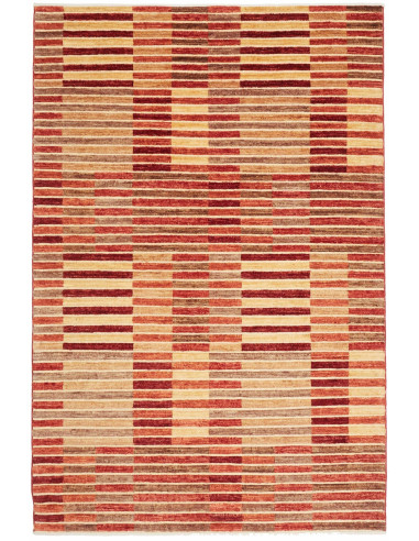 Stripes Moderno Pakistan rosso indiano e marrone 154x200