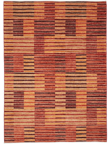 Stripes Moderno Pakistan terra di siena e salmone scuro 152x206
