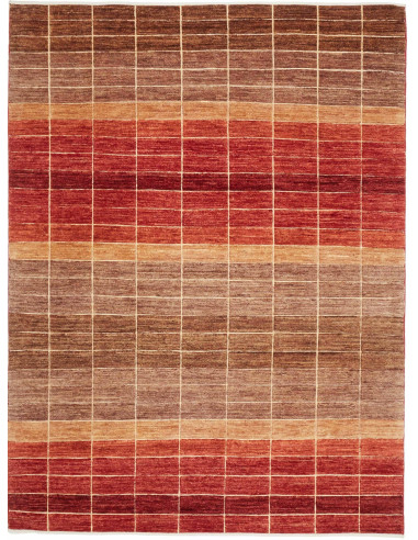 Stripes Moderno Pakistan rosso indiano e terra di siena 155x207