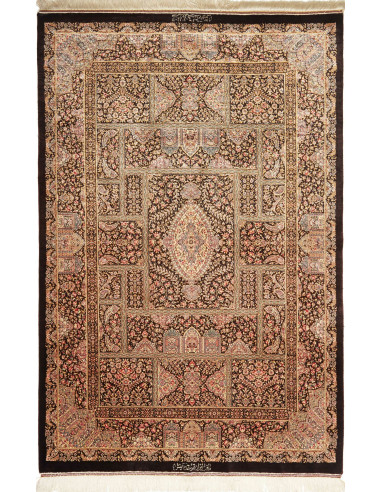 Ghom Seta Persia marrone rosato e marrone rosato 104x156