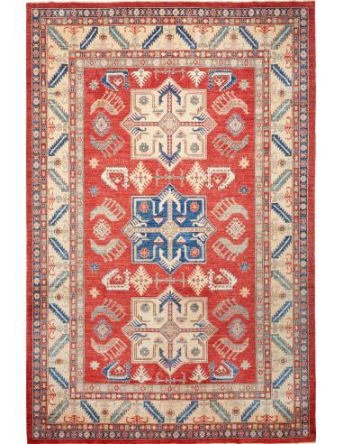 Kazak Fine Pakistan abbronzatura e rosso indiano 250x379