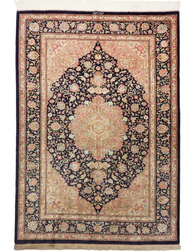 Ghom Seta Persia marrone rosato e marrone sella 136x192
