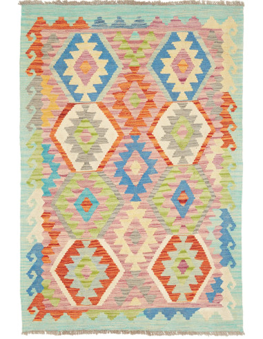 Kilim Pakistan argento e blu cadetto 101x150