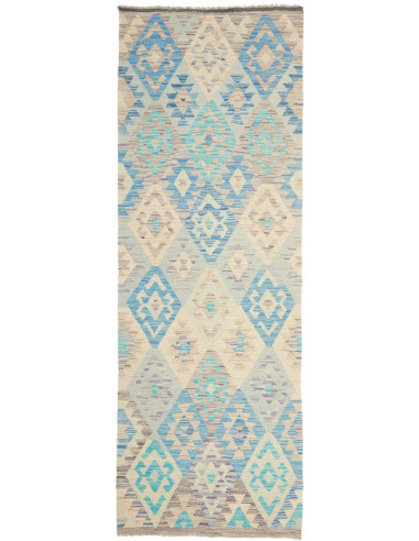 Kilim Pakistan argento e blu cadetto 80x229