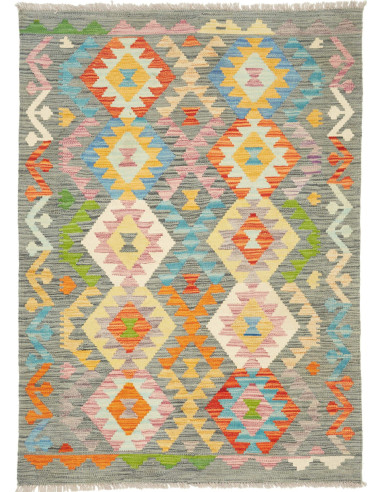 Kilim Pakistan grigio scuro e grigio scuro 106x148
