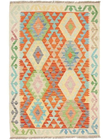 Kilim Pakistan argento e grano 104x156
