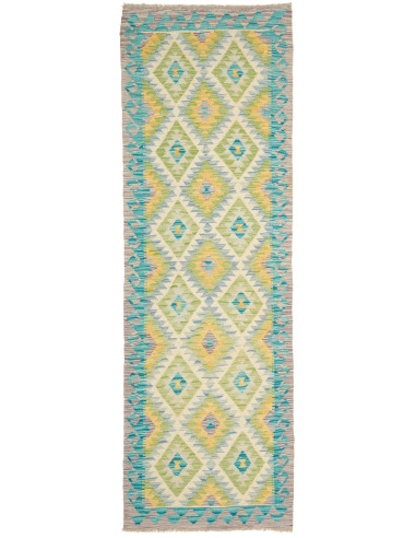 Kilim Pakistan abbronzatura e blu cadetto 79x246