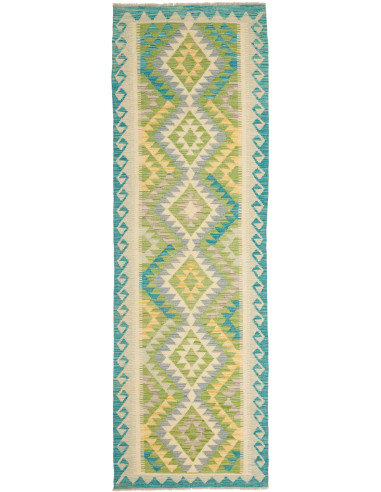 Kilim Pakistan abbronzatura e blu cadetto 78x244