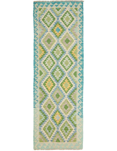 Kilim Pakistan argento e verde oliva 78x232