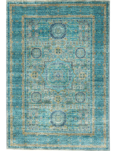 Mamlouk Pakistan grigio ardesia chiaro e verde mare 125x182