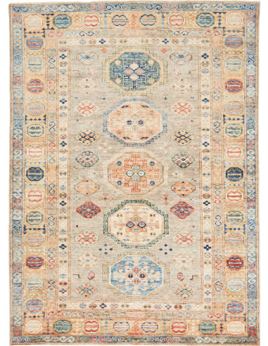 Kazak Fine Pakistan argento e terra di siena 151x209