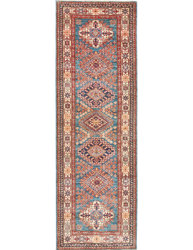 Kazak Fine Pakistan marrone rosato e terra di siena 87x270