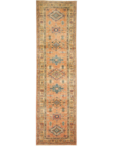 Kazak Fine Pakistan kaki scuro e grigio tenue 80x296