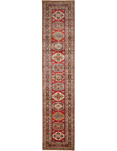 Kazak Fine Pakistan terra di siena e grigio ardesia scuro 82x401