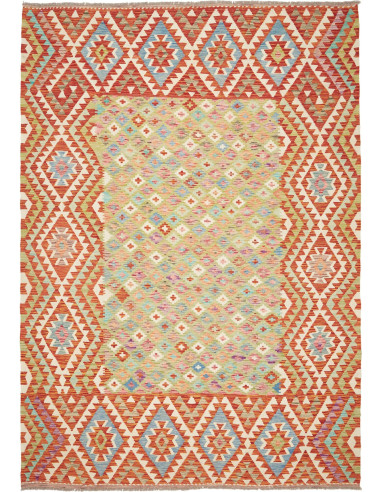 Kilim Pakistan abbronzatura e rosso indiano 204x294