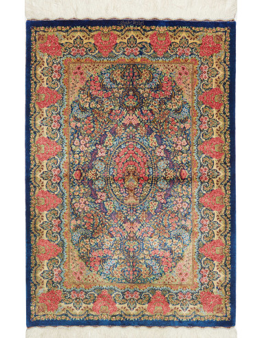 Ghom Seta Persia marrone rosato e grigio ardesia scuro 81x120