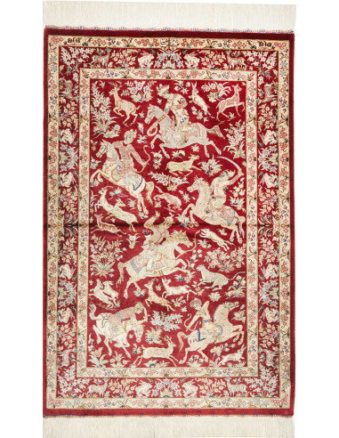 Ghom Seta Persia grano e marrone rossiccio 80x124