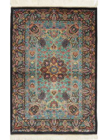 Ghom Seta Persia grigio ardesia scuro e grigio 80x116