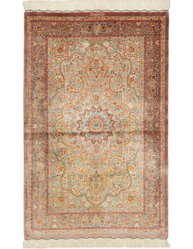Ghom Seta Persia marrone rosato e terra di siena 79x123