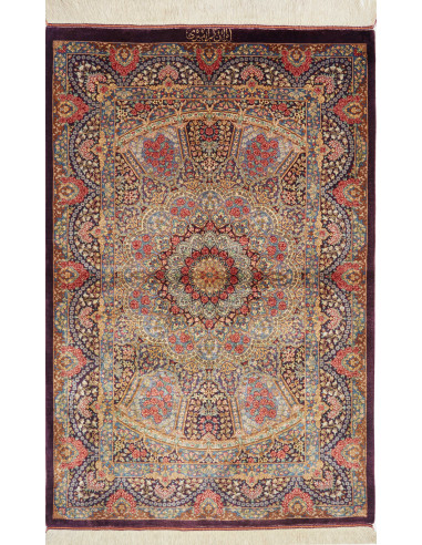 Ghom Seta Persia grigio e grigio ardesia scuro 81x123