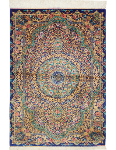 Ghom Seta Persia marrone rosato e grigio ardesia scuro 81x118
