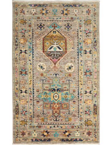 Tribal Pakistan marrone rosato e grigio ardesia scuro 82x131
