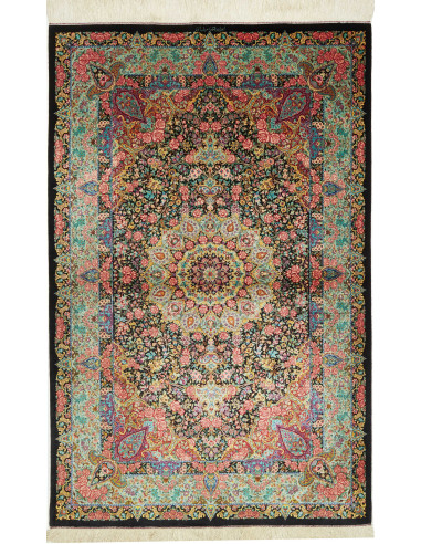 Ghom Seta Persia marrone rosato e marrone sella 100x155