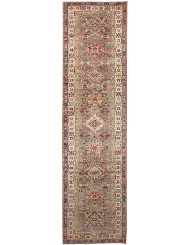 Kazak Fine Pakistan marrone rosato e grigio 77x299