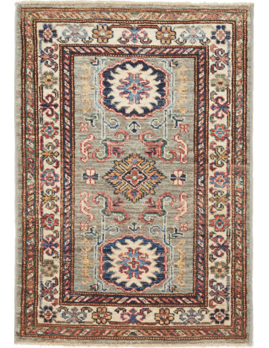 Kazak Fine Pakistan marrone rosato e grigio scuro 62x88