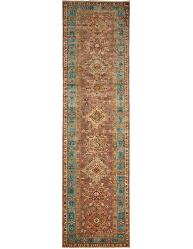 Kazak Fine Pakistan grigio tenue e grigio ardesia scuro 82x298