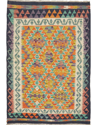 Kilim Pakistan marrone rosato e grigio ardesia scuro 97x148